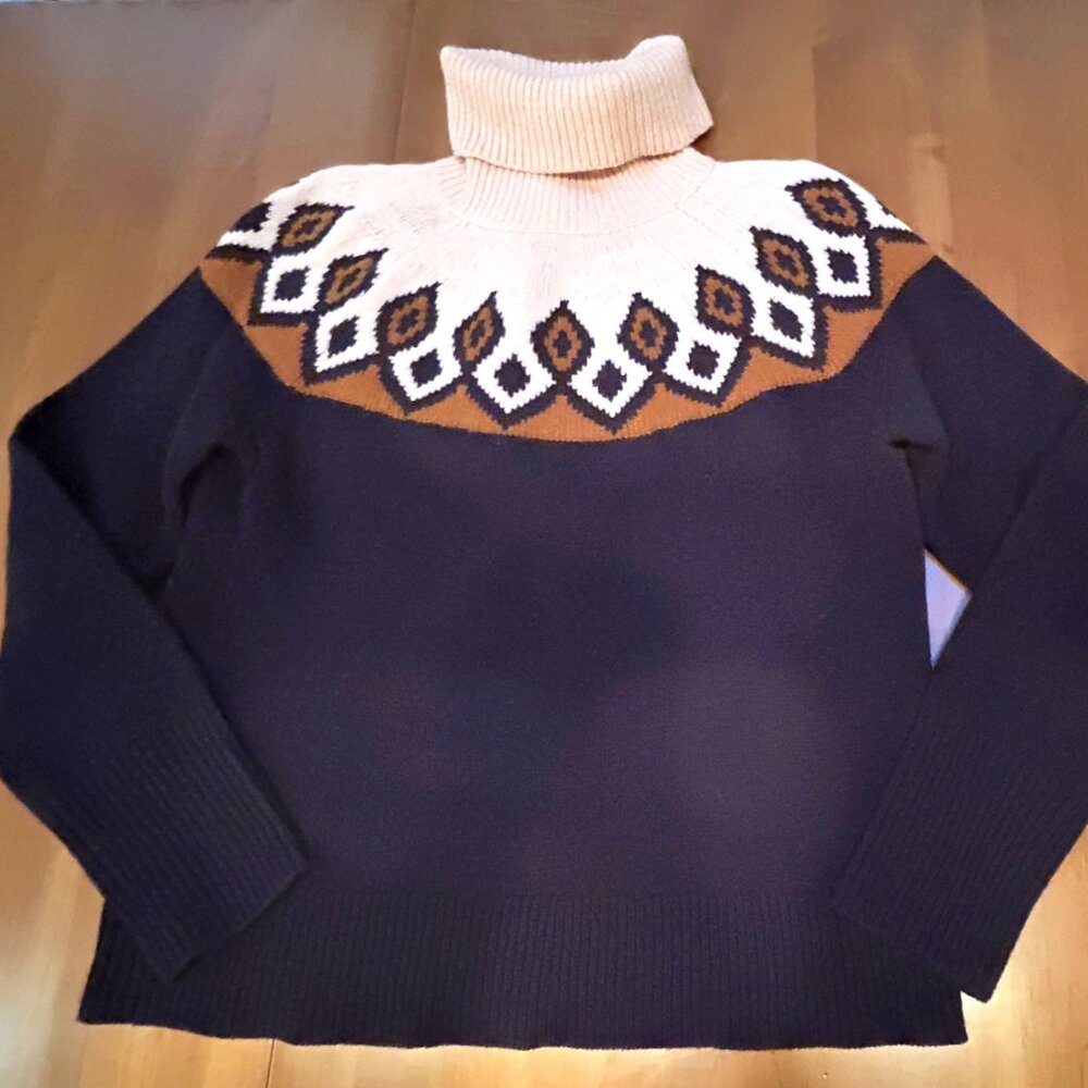 J.Crew NWOT Pink/Blue Fair Aisle Turtleneck Sweater